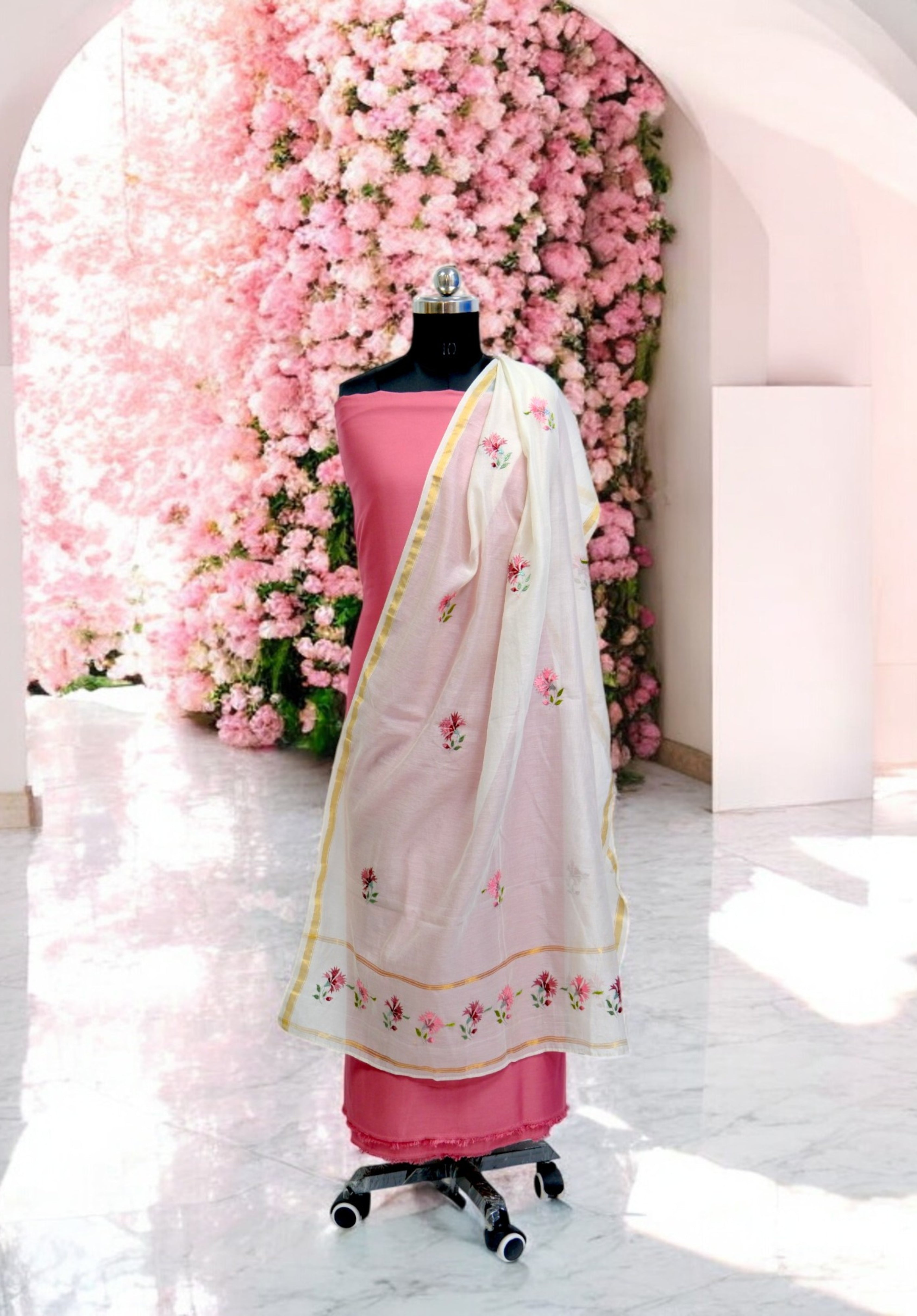 Embroidered in Chamba Rumal Dupatta in Mulberry Silk