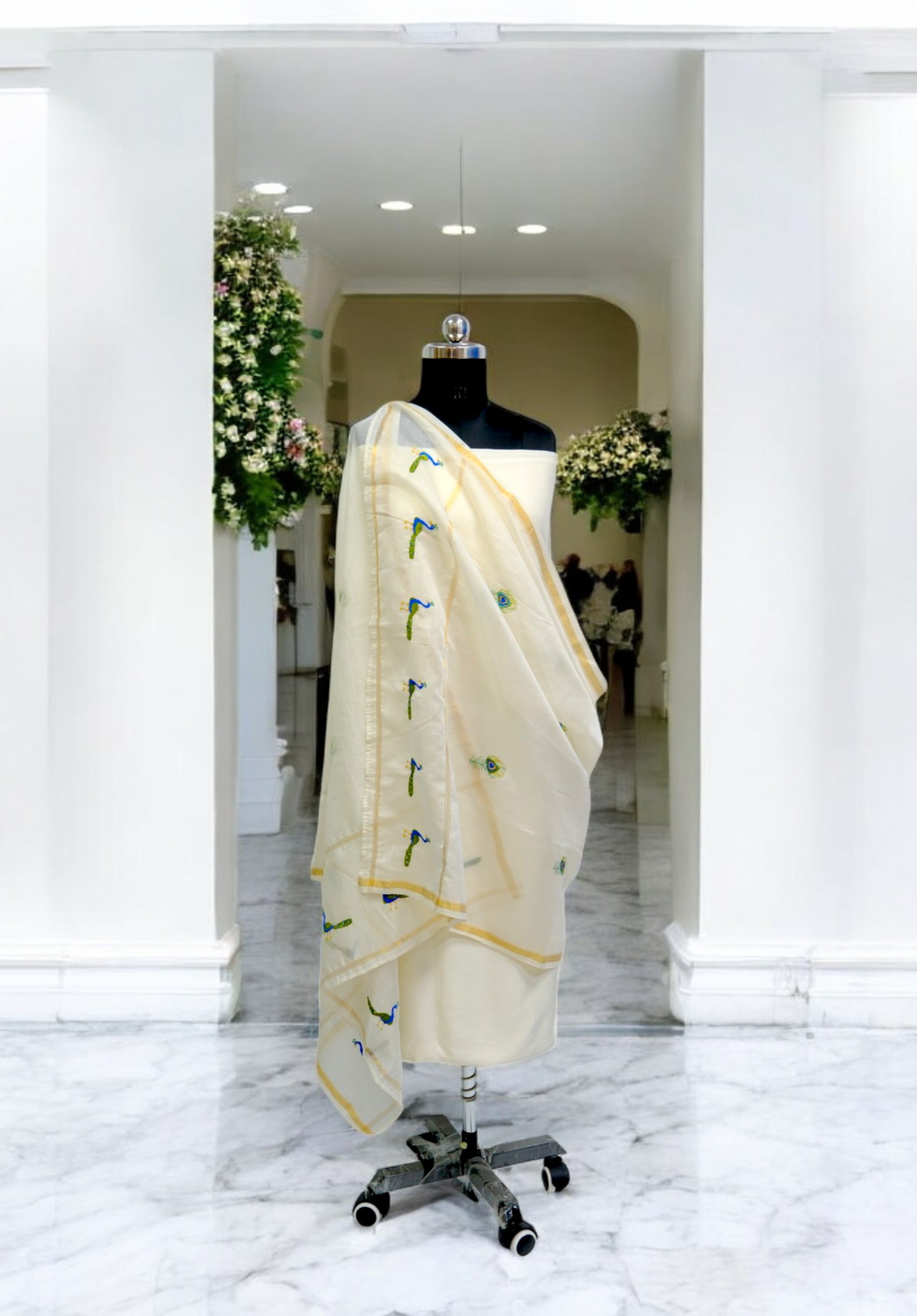 Embroidered in Chamba Rumal Dupatta in Mulberry Silk