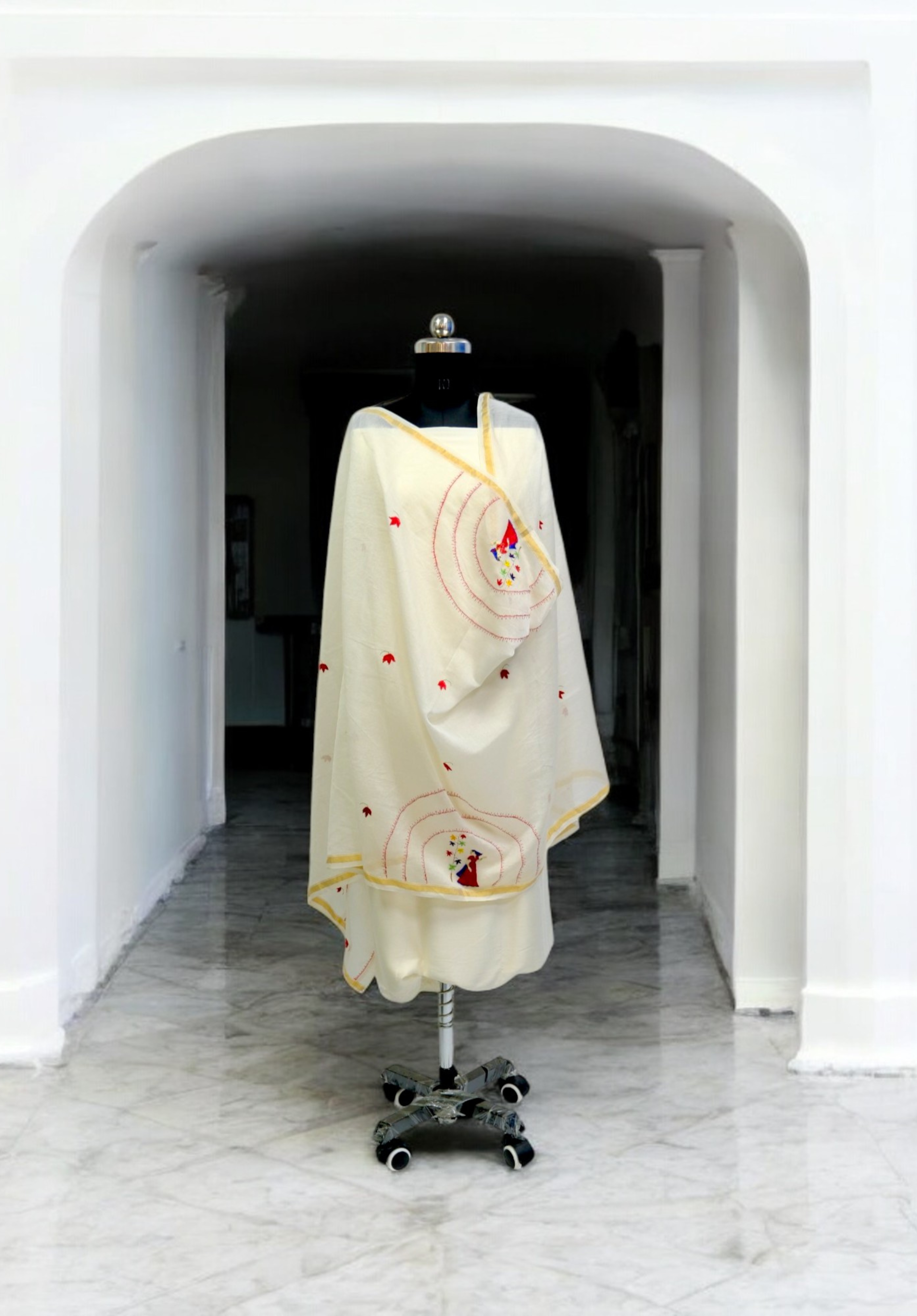 Embroidered in Chamba Rumal Dupatta in Mulberry Silk