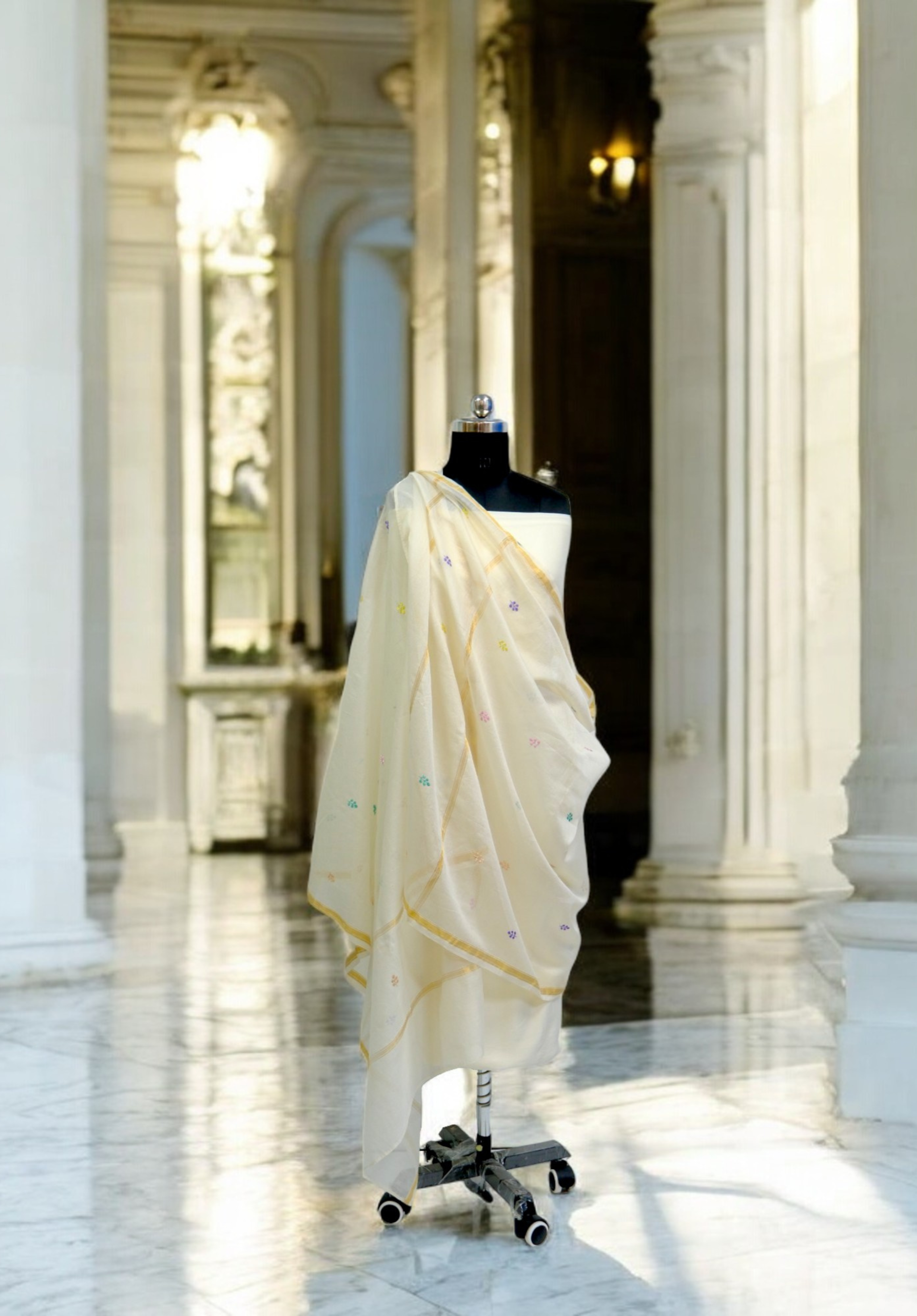 Embroidered in Chamba Rumal Dupatta in Mulberry Silk