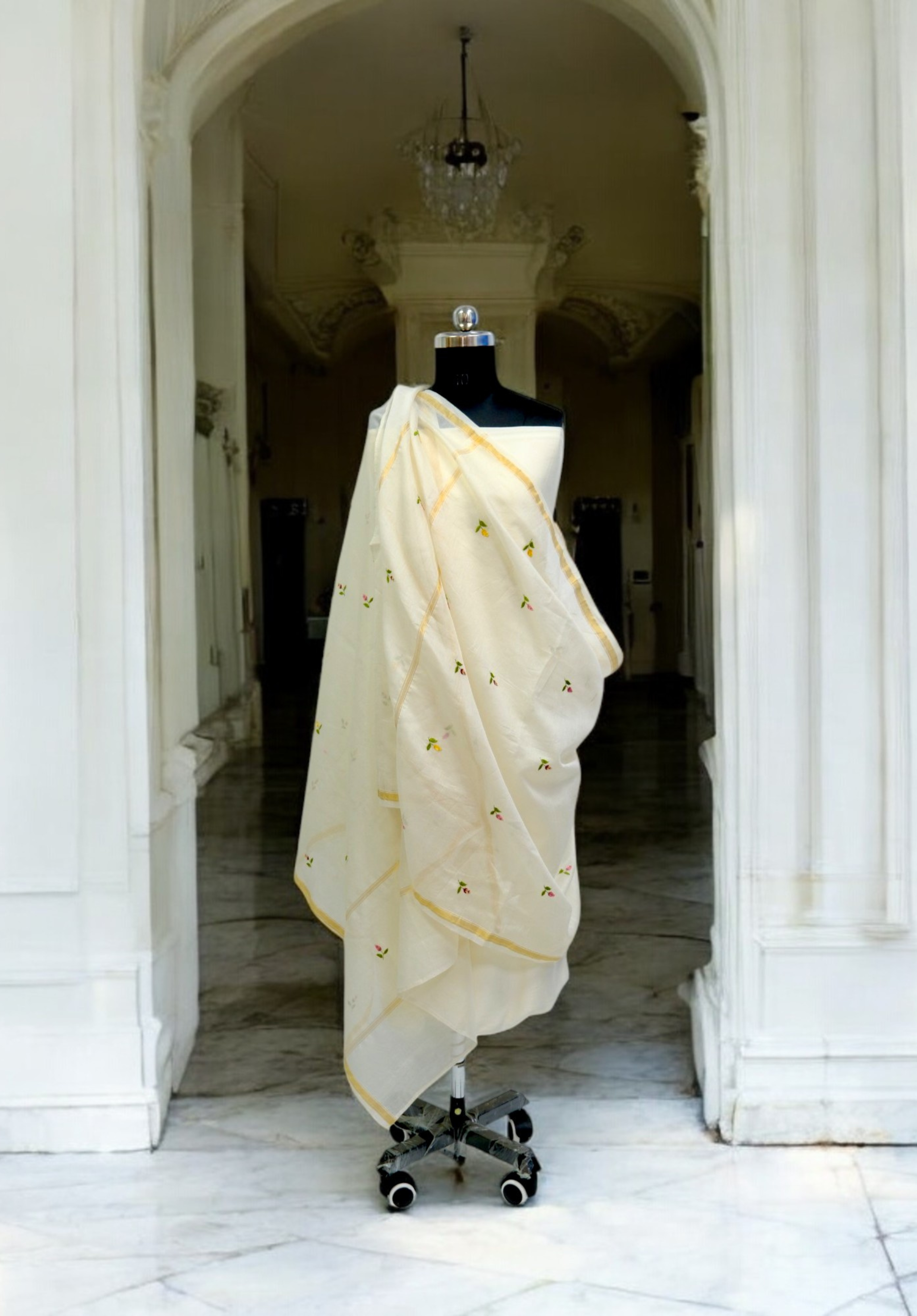 Embroidered in Chamba Rumal Dupatta in Mulberry Silk