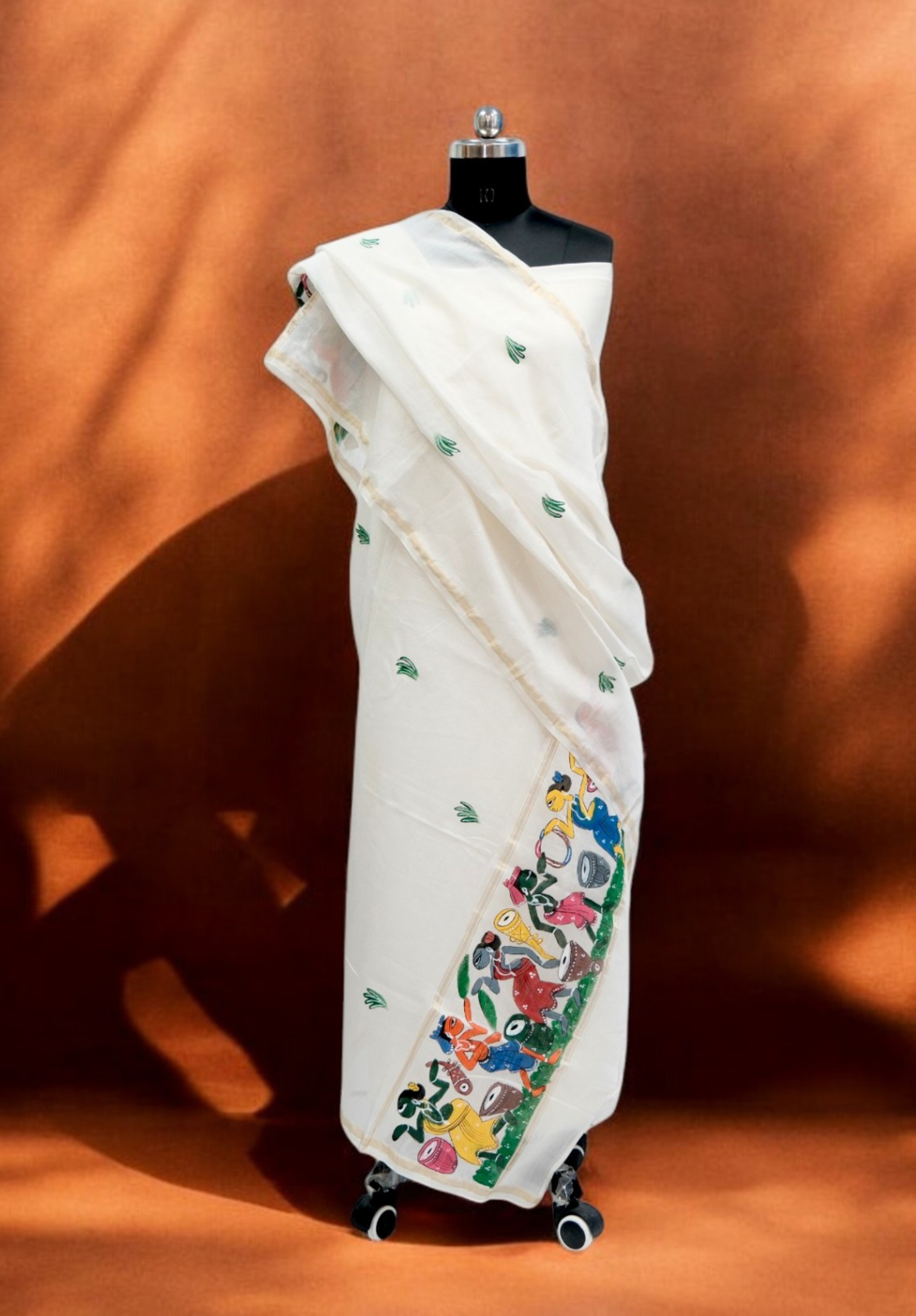 Pattachitra Painting Dupatta in Mulberry Silk