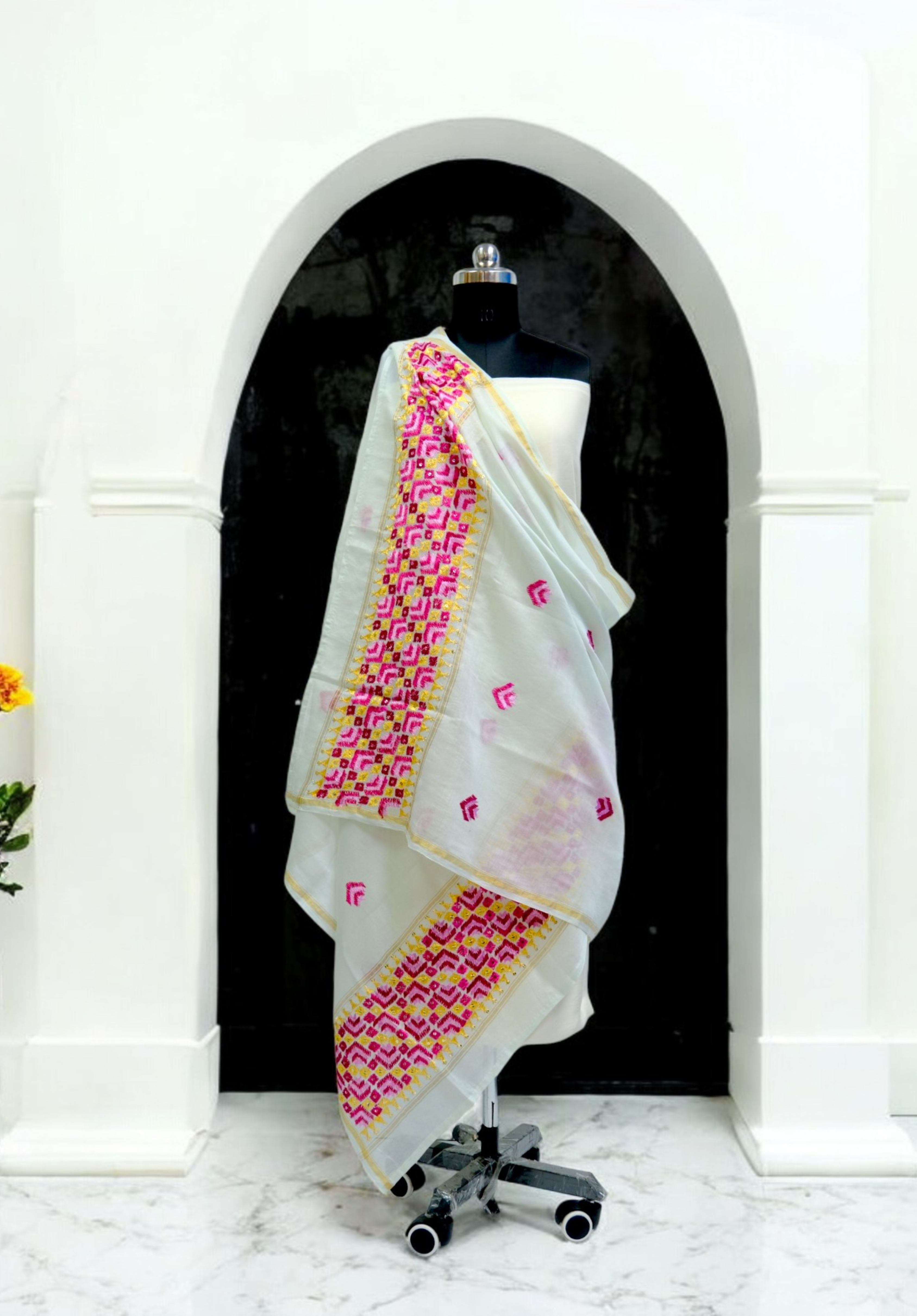 Handcrafted Phulkari dupatta with traditional embroidery
