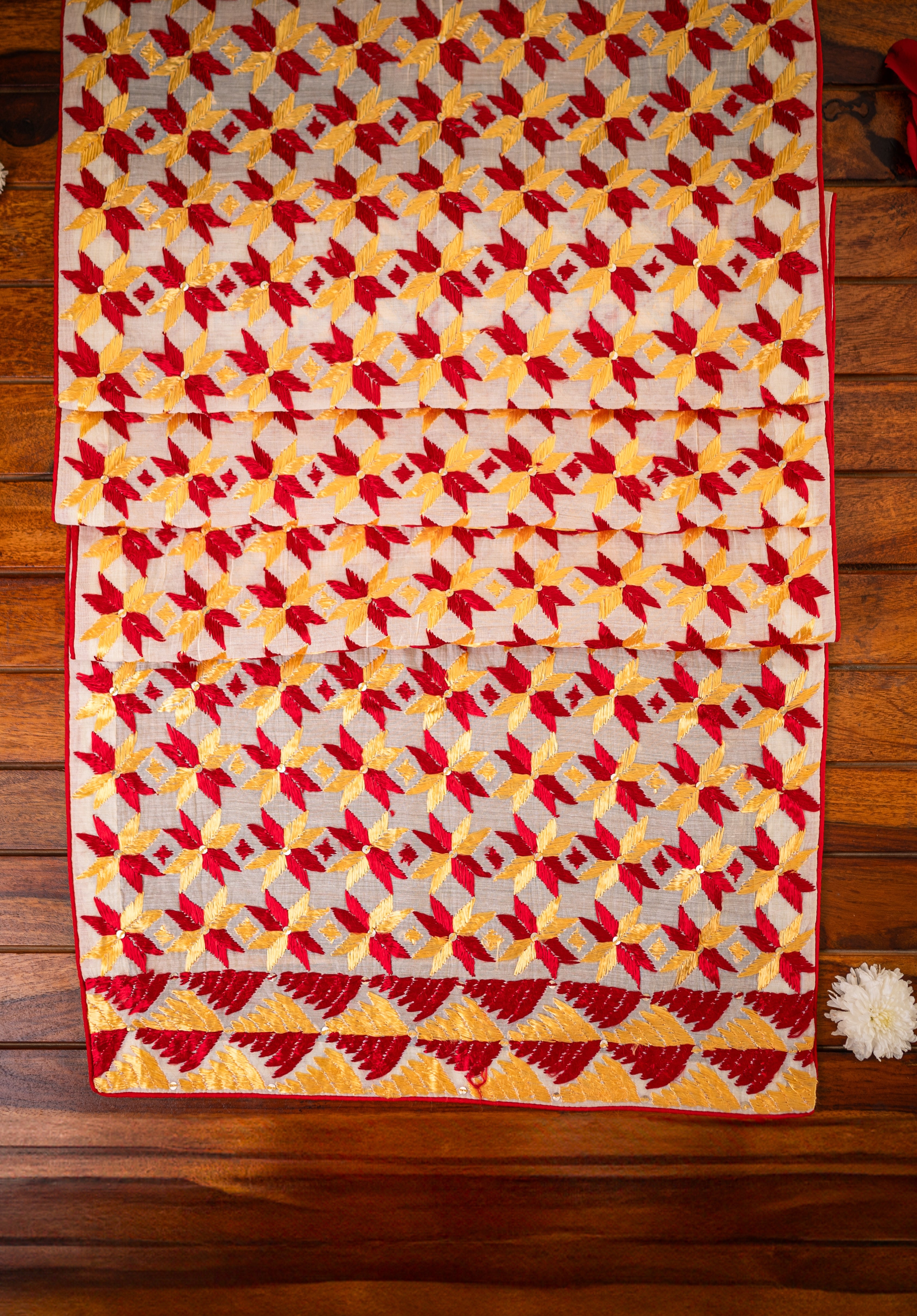 Handcrafted Phulkari embroidery stole in vibrant colors