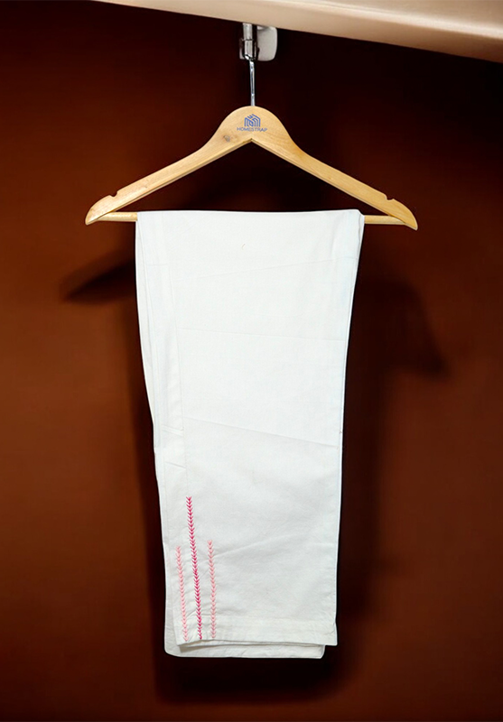 Close-up of embroidery on Khadi cotton nightwear